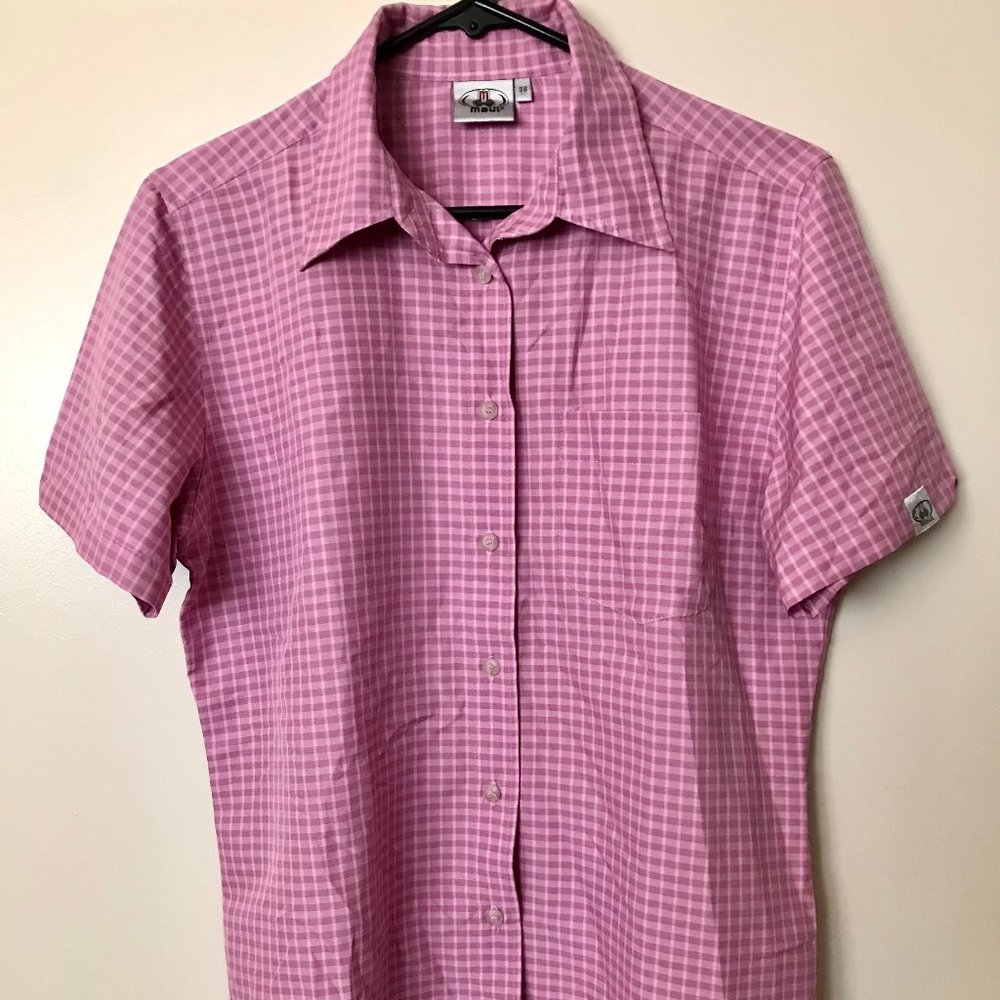 Maul Women’s Vented Hiking Shirt – Pink & Purple Plaid – Size M (EU 38)
